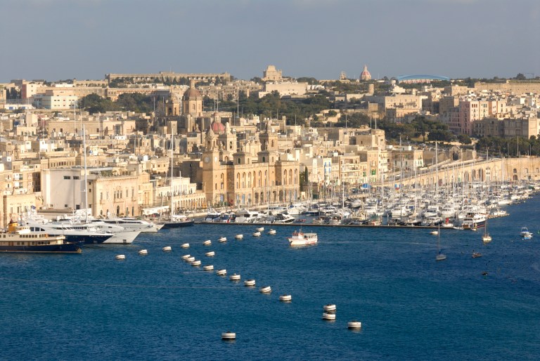 MALTE La Valette Vue sur les Trois Cités depuis les jardins Upper Barraka